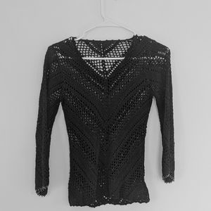 Black crochet sweater